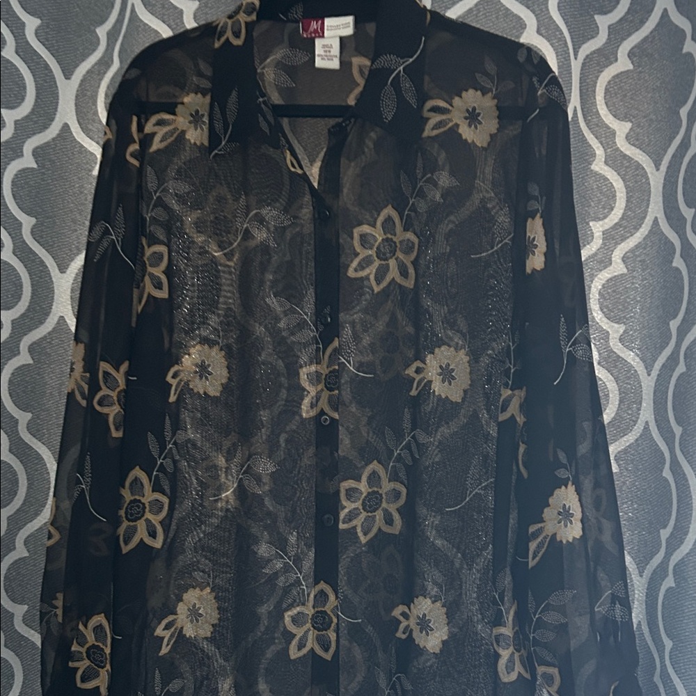 Floral Sheer Black Blouse